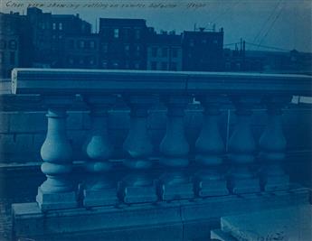 (MANHATTAN BRIDGE--NEW YORK CITY) A group of 10 photographs depicting the view from Brooklyn Tower and construction of the colonnade an